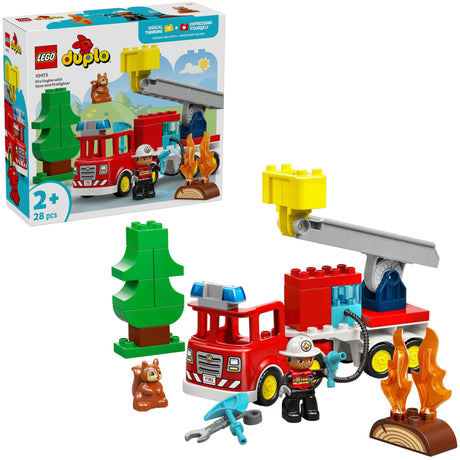 Lego Duplo Town 10473 camion dei pompieri con manichetta e vigile del fuoco