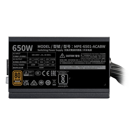 Cooler master mwe 650 bronze v3 alimentatore da 650 watt (nero, 4x pcie)