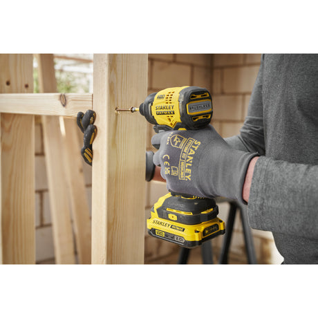 Avvitatore a percussione Stanley fatmax v20 18v (nero giallo, batteria e caricabatterie inclusi, con custodia)