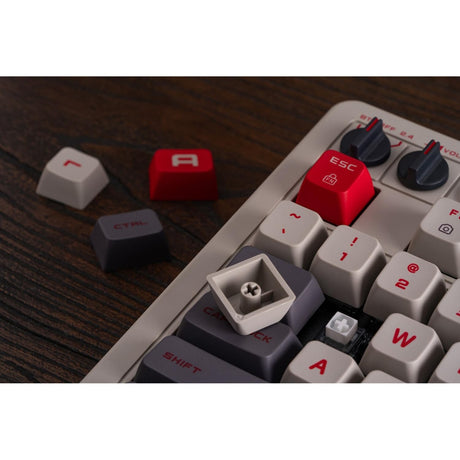 Tastiera meccanica retrò 8bitdo n edition (grigia, layout americano (qwerty), kailh box bianca, 100%, bluetooth a basso consumo energetico, wireless 2.4g, USB)