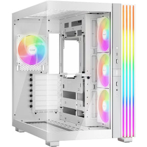 Silenzio! alloggiamento midi tower base luminosa 600 lx (bianco | 2x USB-A | 1x USB-C | RGB | vetro temperato)