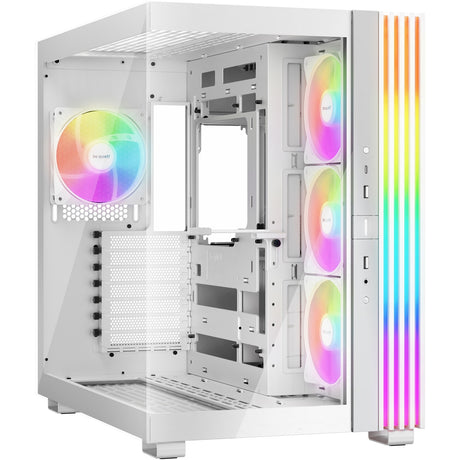 Silenzio! alloggiamento midi tower base luminosa 600 lx (bianco | 2x USB-A | 1x USB-C | RGB | vetro temperato)