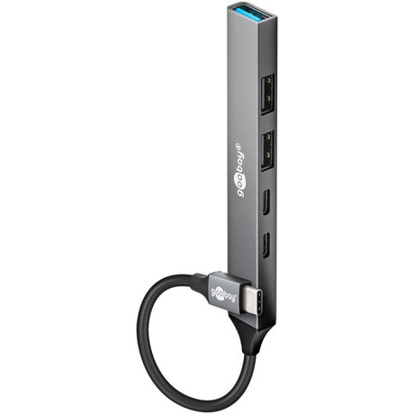 Hub USB sottile Goobay con 5 porte, da USB-C a USB-C USB-A, 5 Gbit s (grigio chiaro)