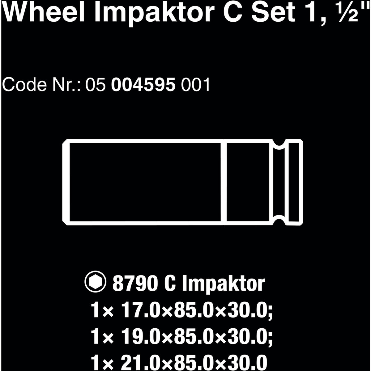 Impattatore per ruote Wera c set 1 chiave a bussola (3 pezzi, con protezione del cerchione)