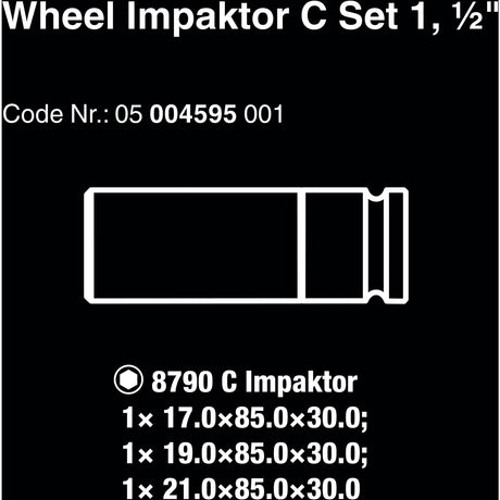 Impattatore per ruote Wera c set 1 chiave a bussola (3 pezzi, con protezione del cerchione)