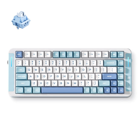 Tastiera rgb meccanica personalizzata Mchose x75 v2 blue Whale Sea (bianca, layout us (qwerty), swk Whale Sea, 75%, rgb, hot swap, double-shot pbt, wireless | bluetooth | usb-c)