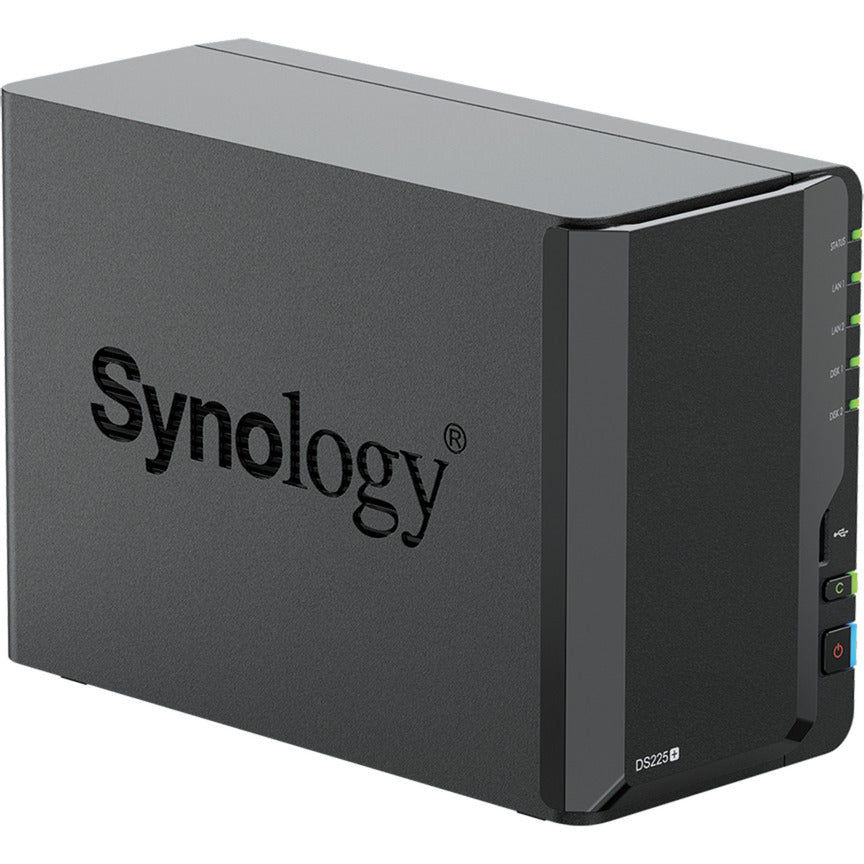 Synology diskstation ds225+ nas (nero, 1x LAN da 1 GB, 1x LAN da 2,5 GB, 2x USB 3.2 gen 1)