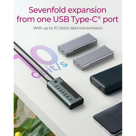 Icy box Hub USB USB-C 3.2 gen 2 a 7 porte (blu-grigio)