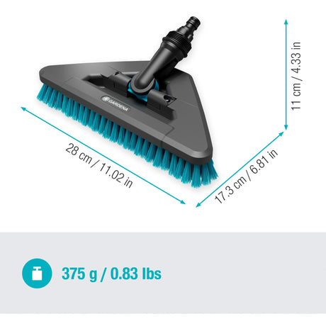 Gardena cleansystem manico spazzola hard flex, spazzola per superfici più grandi e dure spazzola per lavaggio (grigio turchese, 18814-20)
