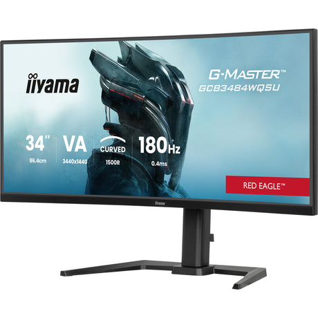 Monitor da gioco ultrawide curvo Iiyama G-Master Red Eagle GCB3484WQSU-B1 34 (nero, 2x HDMI, porta display, 2x USB-A, USB-B, 2x USB-C, 180 Hz)