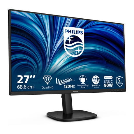 Philips 27b2u3601 27 monitor (zwart, 1x displayport, 1x hdmi, 1x usb-c, 3x usb-a, 1x rj-45, 120 hz)