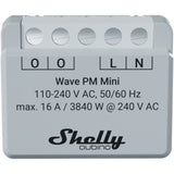 Shelly qubino wave pm mini relè (grigio chiaro bianco, 1 canale, onda z)