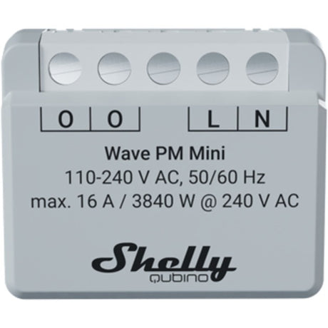 Shelly qubino wave pm mini relè (grigio chiaro bianco, 1 canale, onda z)
