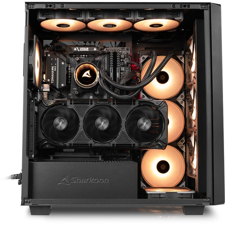 Custodia midi tower Sharkoon Rebel C70M RGB (colore legno nero | 2x USB-A | 1x USB-C | RGB)