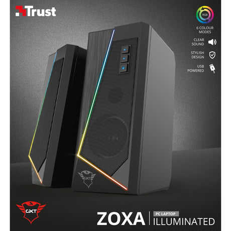Trust GXT 609 Zoxa Set di altoparlanti illuminati RGB Altoparlante per PC (nero, LED RGB)