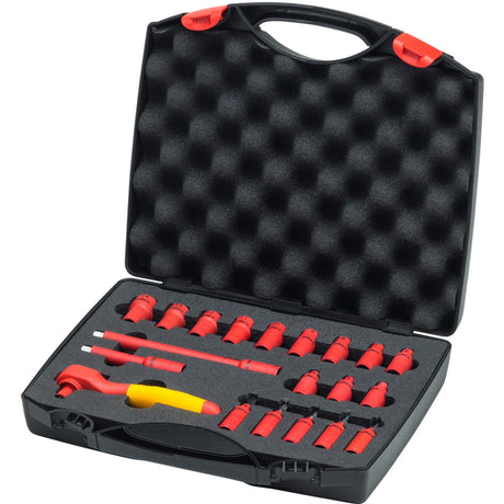 Set di chiavi a cricchetto Wiha isolate 1 4 chiavi a bussola (rosso giallo, 21 pezzi incl. custodia)