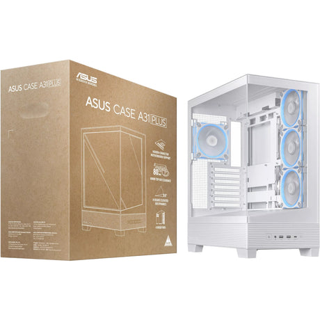 Custodia midi tower Asus a31 plus (bianco | 2x USB-A | 2x USB-C | vetro temperato)
