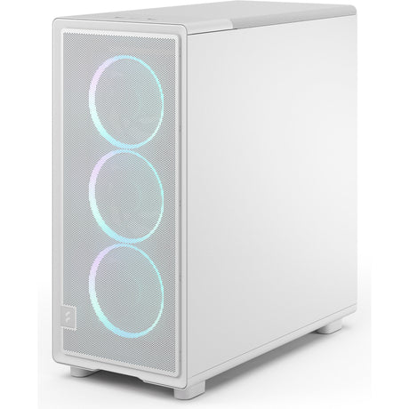 Custodia midi tower rgb epoca dal design frattale (bianco | 2x usb-a | 1x usb-c | rgb | vetro temperato)
