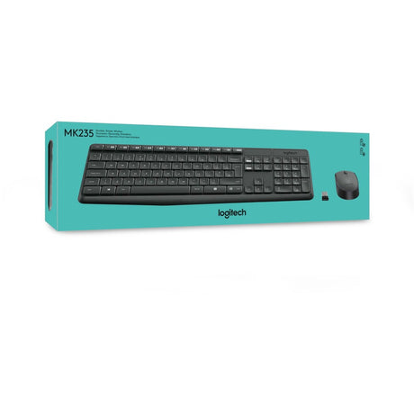 Set desktop wireless Logitech mk235 (nero, layout statunitense-internazionale (qwerty))