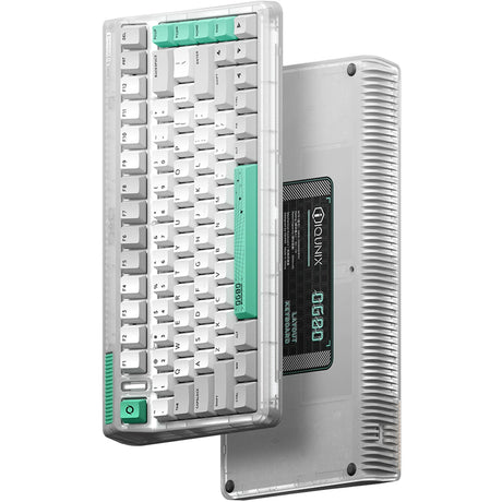 Tastiera meccanica wireless Iqunix OG80 wormhole (grigia, layout USA (QWERTY), Cherry MX Brown, 80% (TKL), LED RGB, sostituibile a caldo, PBT, 2,4 GHz | Bluetooth 5.1 | USB-C)
