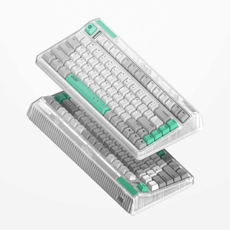 Tastiera meccanica wireless Iqunix OG80 wormhole (grigia, layout USA (QWERTY), Cherry MX Brown, 80% (TKL), LED RGB, sostituibile a caldo, PBT, 2,4 GHz | Bluetooth 5.1 | USB-C)