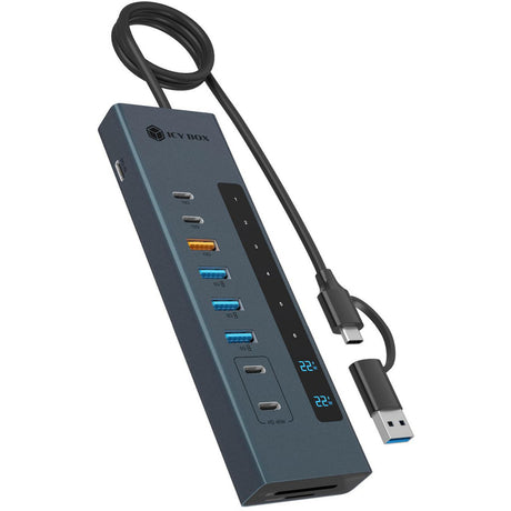 Icy box docking station ib-hub1742cr-c2pd (azzurro)