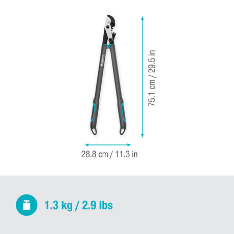 Forbici da potatura a incudine Gardena Energycut Pro L, con taglio a incudine (grigio turchese, 75 cm, per legno secco)