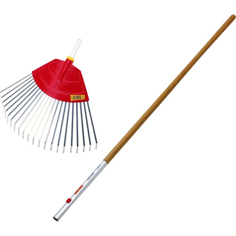 Rastrello per foglie Wolf-garten multi-star uf-m + manico in frassino multi-star zm 140 (colore legno rosso)