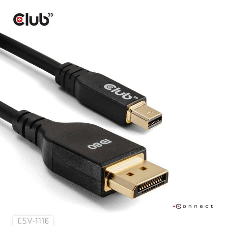 Adattatore bidirezionale Club 3D Mini DisplayPort a DisplayPort DP80 (nero, 1 metro, certificato Vesa)