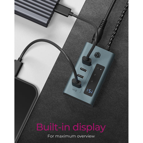 Hub USB Icy box ib-hub1454-c31 (grigio blu-grigio, 4x USB-C 3.2 (10 Gbit s))