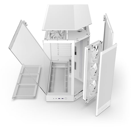 Custodia midi tower Nzxt h9 flow rgb (bianco (opaco) | 2x usb-a | 1x usb-c | rgb | vetro temperato)
