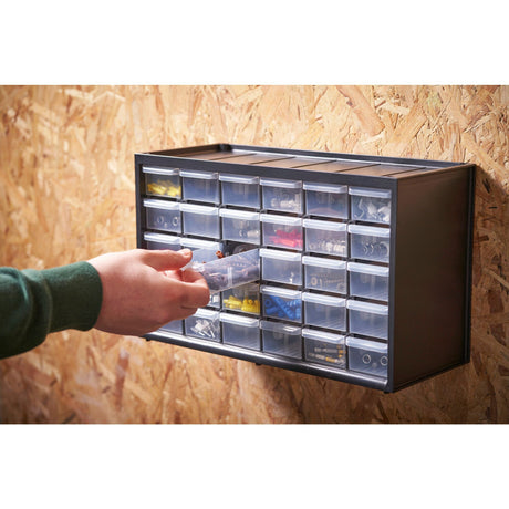 Cassettiera Stanley cassetta porta attrezzi 30 scomparti (nero trasparente)