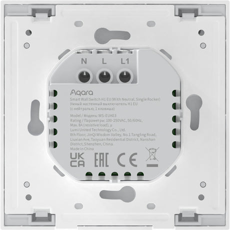 Interruttore da parete intelligente Aqara h1 (con neutro, bilanciere singolo) - zigbee 3.0 - interruttore singolo - un pulsante - con cavo neutro