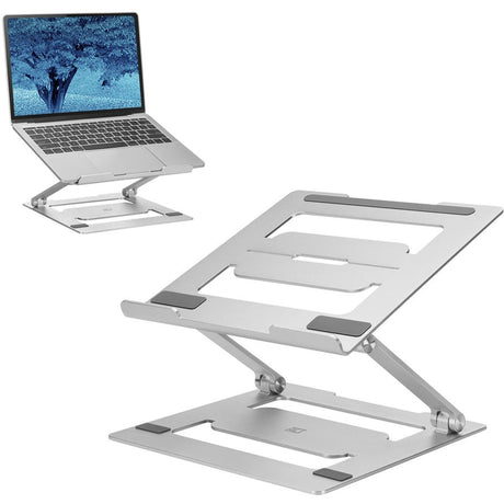 Supporto per laptop Act Connectivity in alluminio (alluminio, pieghevole, regolabile in altezza in modo continuo)