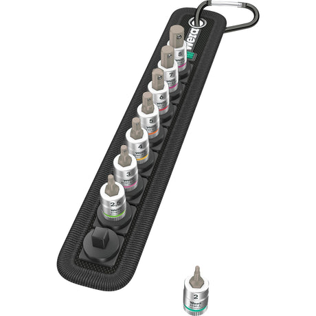 Wera Belt, set di 2 dadi con punta Zyklop, esagono incassato con funzione di supporto, 1 chiave a bussola da 4 (nero argento)
