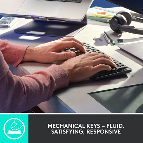 Mini tastiera meccanica Logitech MX (nera, layout internazionale USA (QWERTY), tattile GL, 80% (TKL), Bluetooth)