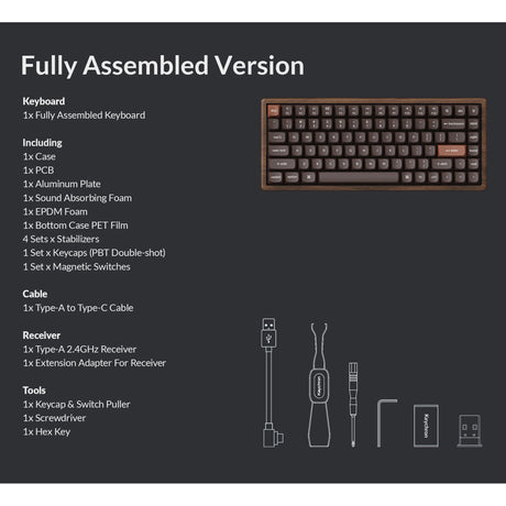 Keychron k2he tastiera meccanica edizione speciale interamente in legno (colore legno, layout us (qwerty), nebulosa magnetica a doppia guida gateron, 75%, gateron magnetica a doppia guida, osa pbt double-shot, hot swap, bluetooth 5.2 | usb-c)