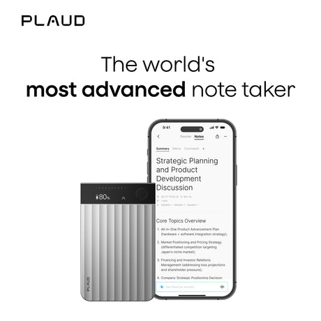Dittafono Plaud note pro (argento, 64 GB, Bluetooth (BLE 5.4), Wi-Fi dual-band (2,4 GHz 5 GHz))