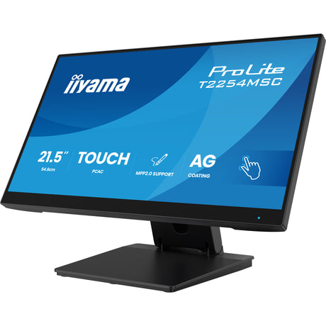 Monitor touchscreen Iiyama prolite t2254msc-b2ag 21,5 (nero, HDMI, porta display, VGA, 2x USB-A, USB-B)