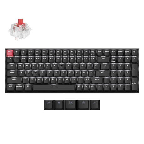 Tastiera meccanica Keychron k4x-a1 (nera, layout americano (qwerty), super rossa, 96%, LED bianchi, copritasti Cherry Double-Shot PBT, Bluetooth | USB-C)