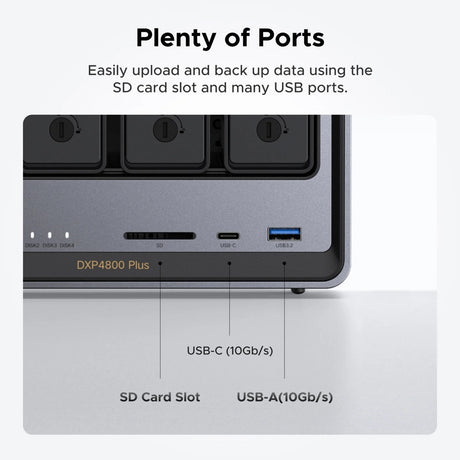 Ugreen nasync dxp4800 plus (grigio, 2,5 GB-LAN, 10 GB-LAN, HDMI, 4x USB-A, USB-C)