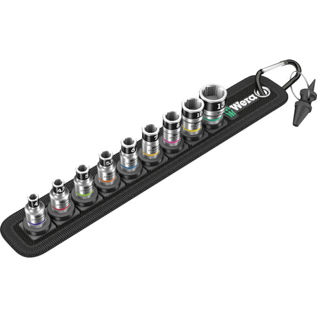 Cintura Wera a 1 set di chiavi a bussola zyklop (nero, 10 pezzi, con funzione di tenuta, con 1 4 -drive)
