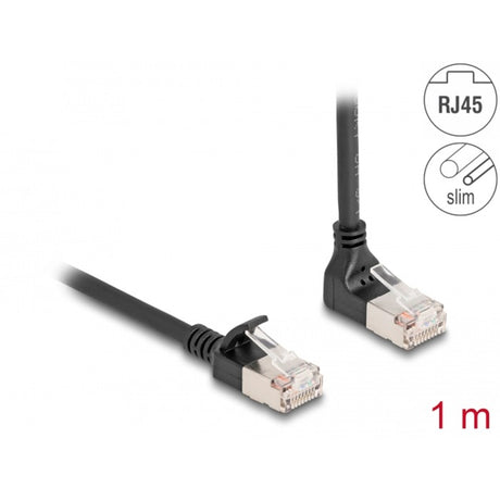 Delock Cavo di rete rj45 cat.6a s ftp slim 90° verso l'alto dritto cavo da 1 m (nero)
