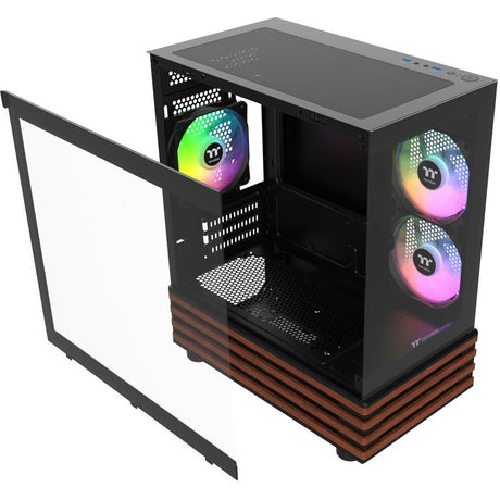 Custodia mini tower Thermaltake view 170 ws argb (colore legno nero | 2x usb-a | rgb | finestra)