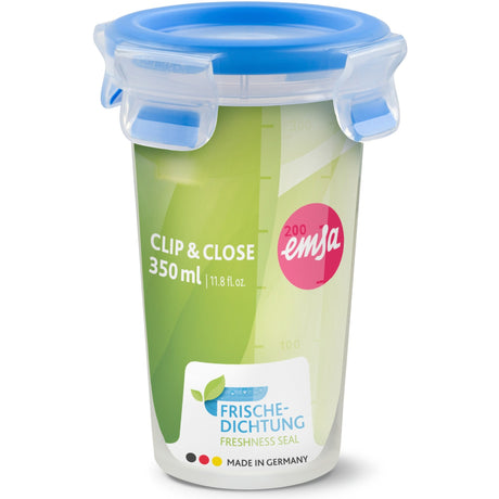 Emsa contenitore per alimenti con chiusura a clip tazza da 0,35 l (blu trasparente, rotondo, ø 9,2 cm)