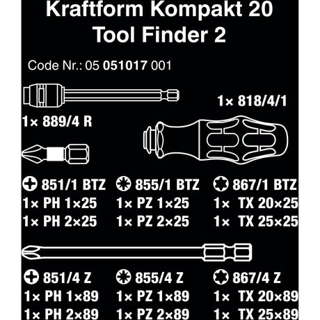 Wera Kraftform kompakt 20 trovautensili 2 con set di punte a valigetta (nero verde, 13 pezzi)