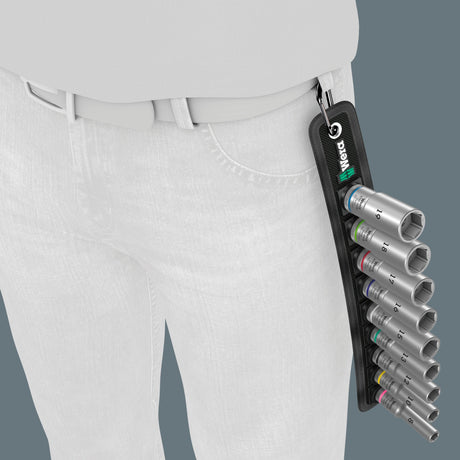 Wera belt b deep 1 set di bussole, con 3 chiavi a bussola da 8 unità, 9 pezzi (nero)