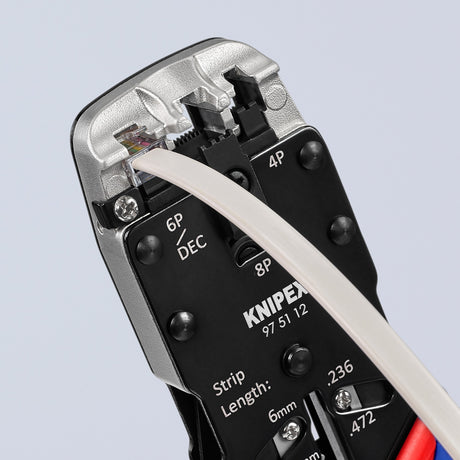Pinza a crimpare Knipex 97 51 12 sb (blu rosso, RJ-10, RJ-11 12 e RJ-45)