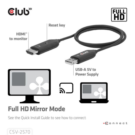 Adattatore per trasmettitore e ricevitore wireless da USB-C a HDMI Club 3D (nero)