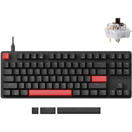 Tastiera meccanica Lemokey x1-a3 (nera, layout us (qwerty), keychron meccanico marrone, 80% (tkl), LED rossi, abs double-shot)